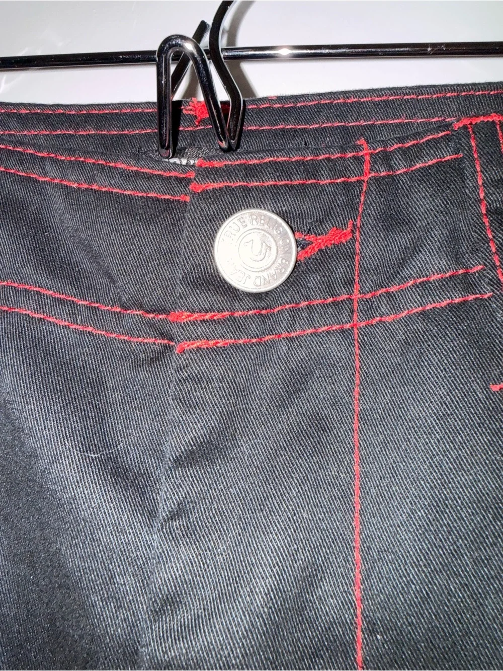 True Religion Black Cargo Pants with Red Contrast Stitching 32x30